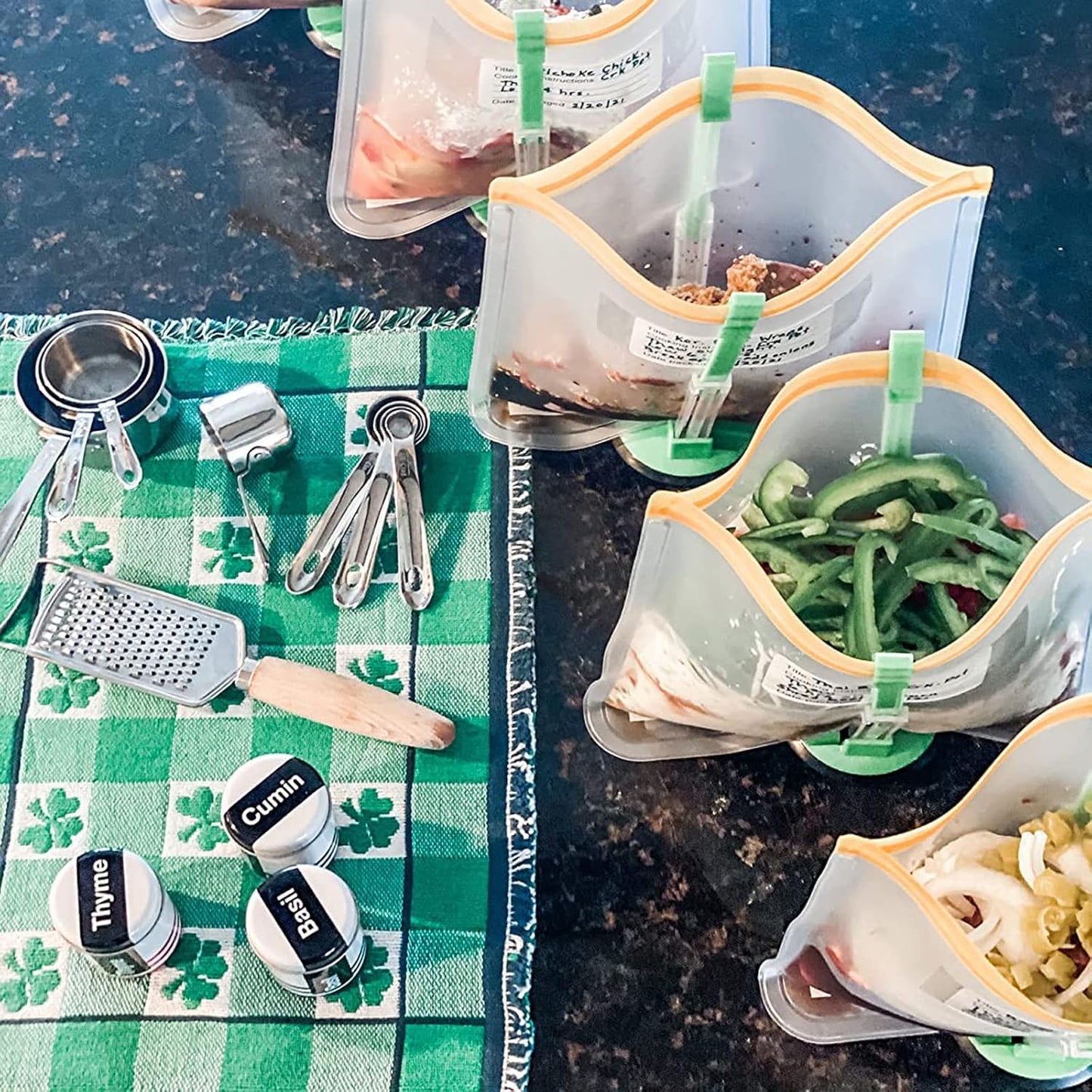 Baggy Rack Holder For Food Prep/Ziplock Bag, Meal Planning/Plastic Freezer Bag Holders Stand