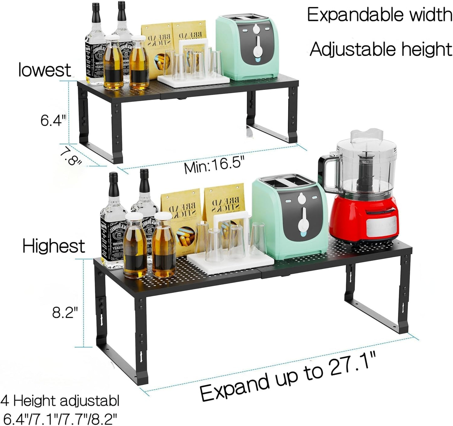 Heavy-Duty Adjustable Metal Shelf Organizer