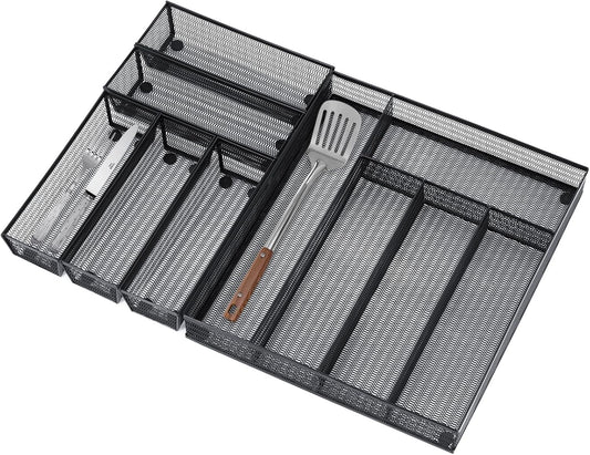 Drawer Organizer Set 6 Pack - 5-Compartment Silverware Organizer Tray + 5 Utensil Trays