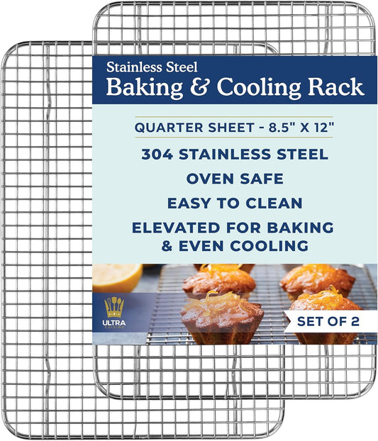Oven-Safe, Dishwasher-Safe 100% Stainless Steel Cooling & Baking Rack Set