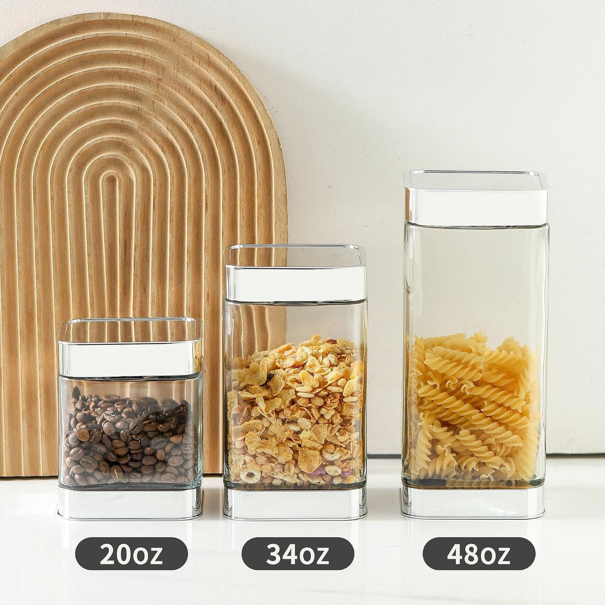 Glass Storage Jars-Large Kitchen Glass Canisters with Airtig