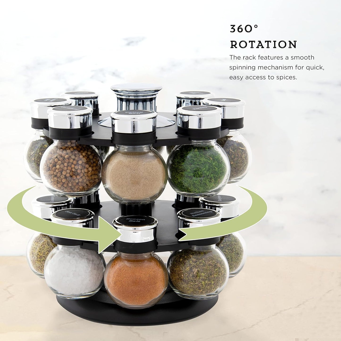 Ellington 16 Jar Revolving Spice Rack with Prefilled Spices