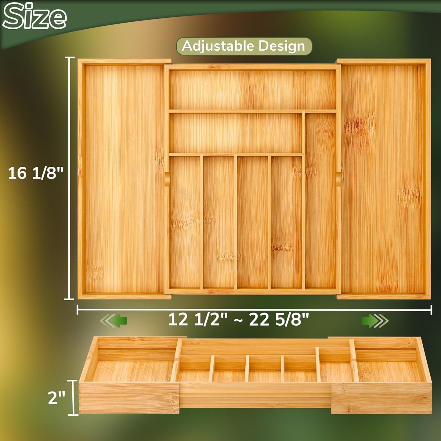 Drawer organizer flatware organizer cutlery tray silverware organizer expandable adjustable bamboo drawer organizer kitchen bathroom