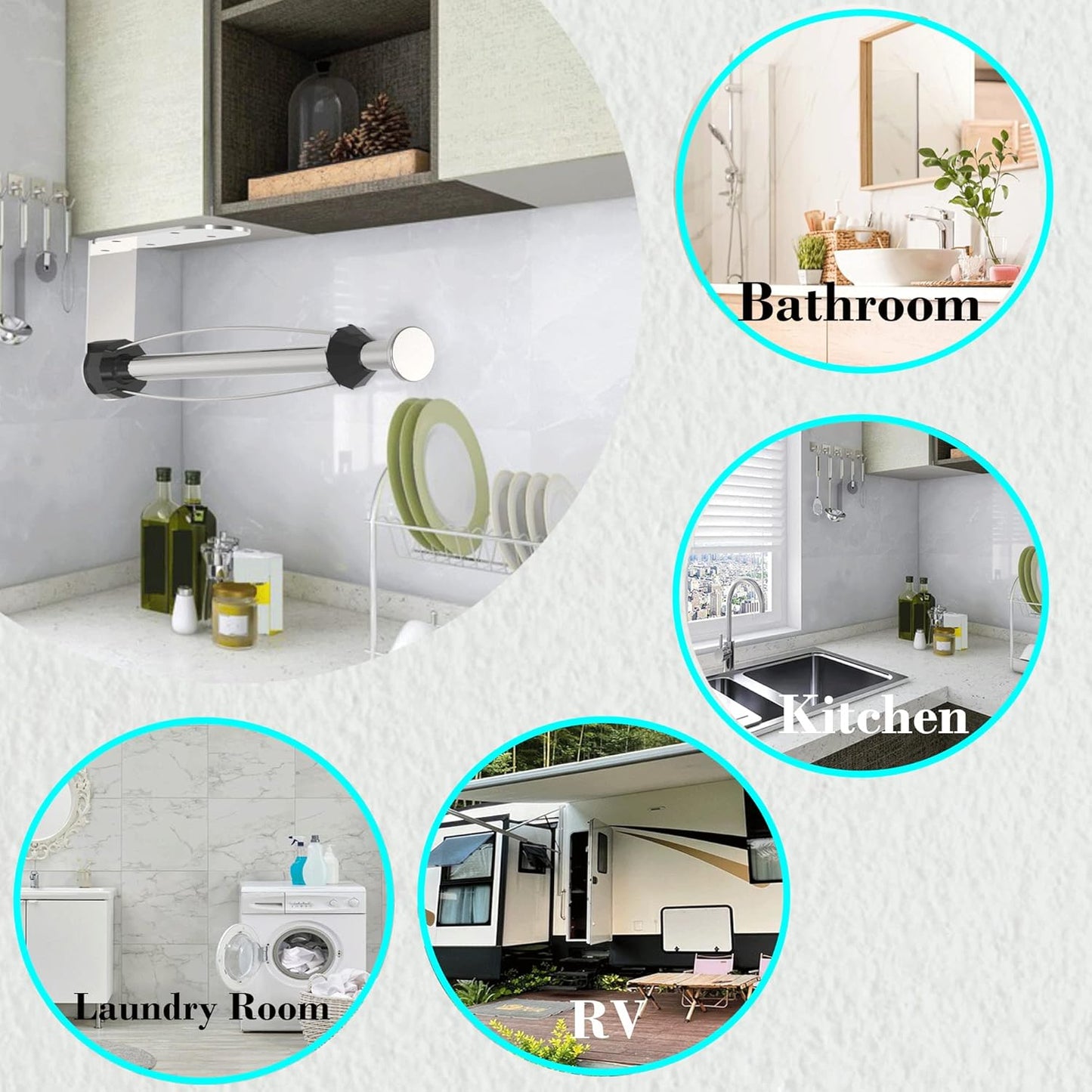 Paper Towel Holder Under Cabinet Mount Self Adhesive Kitchen Countertop Wall Mount Paper Towel Holders Rack with Damping Brushed Nickel Stainless Steel Resistant Corrosion & Rust