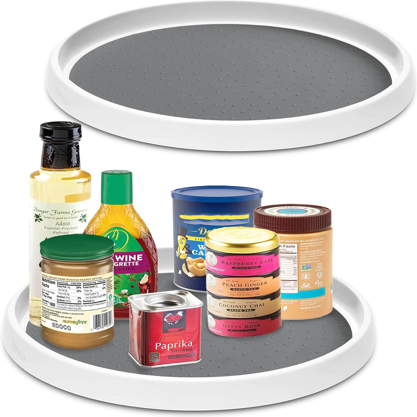 Set of 2, 12 Inch Non-Skid Lazy Susan Organizer, Pantry Lazy Susan Turntable for Cabinet