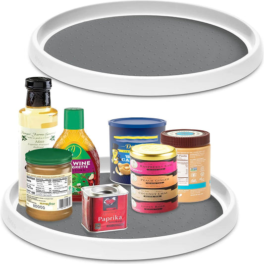 Set of 2, 12 Inch Non-Skid Lazy Susan Organizer, Pantry Lazy Susan Turntable for Cabinet
