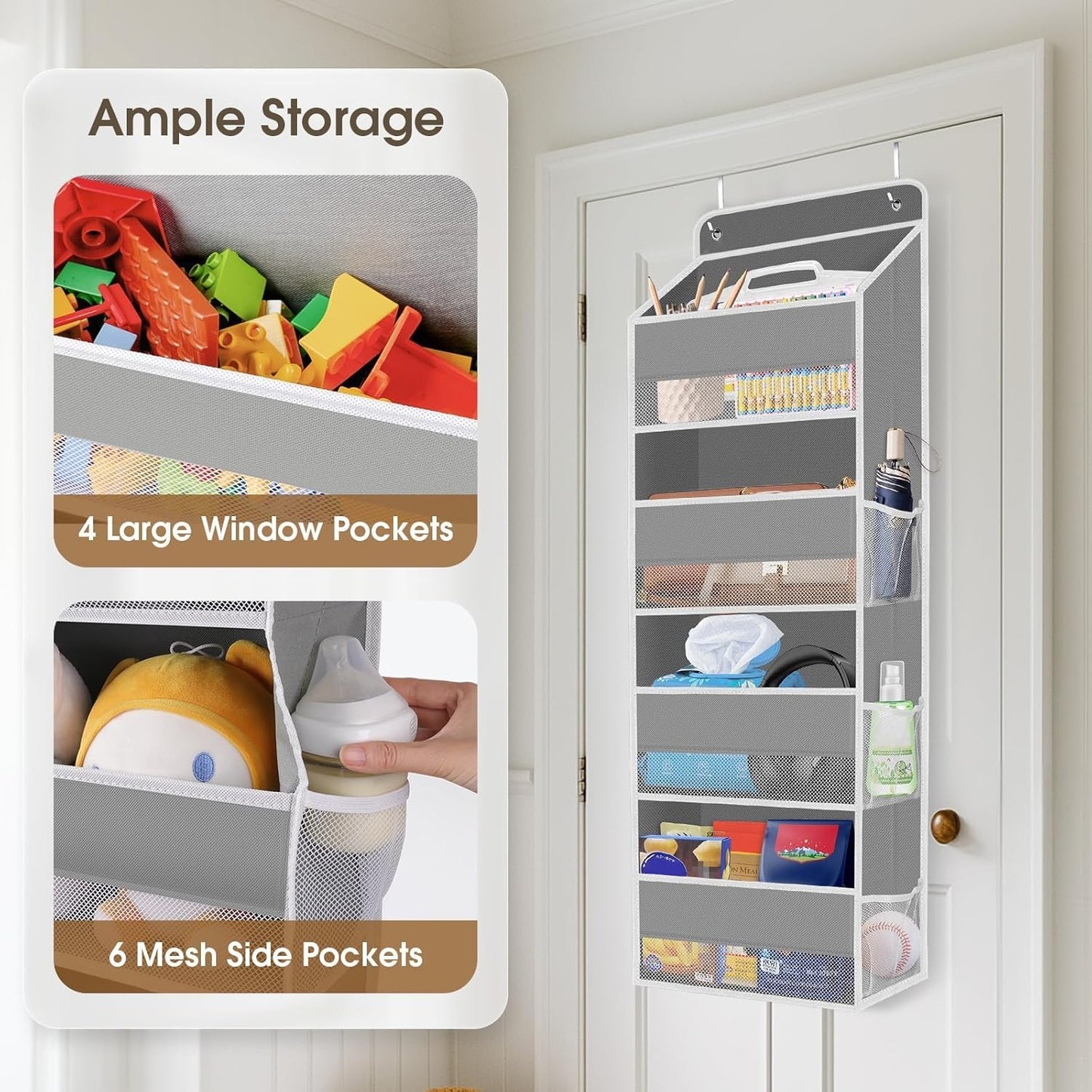 1 Pack Over The Door Organizer, Hanging Storage Organizer with Clear Window