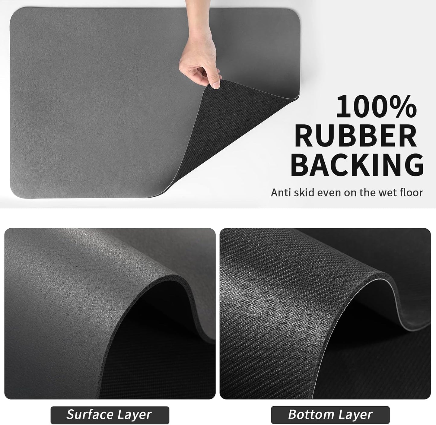 Dish Drying Mat for Kitchen Counter, Heat Resistant Drainer Mats with Non-slip Rubber Backed