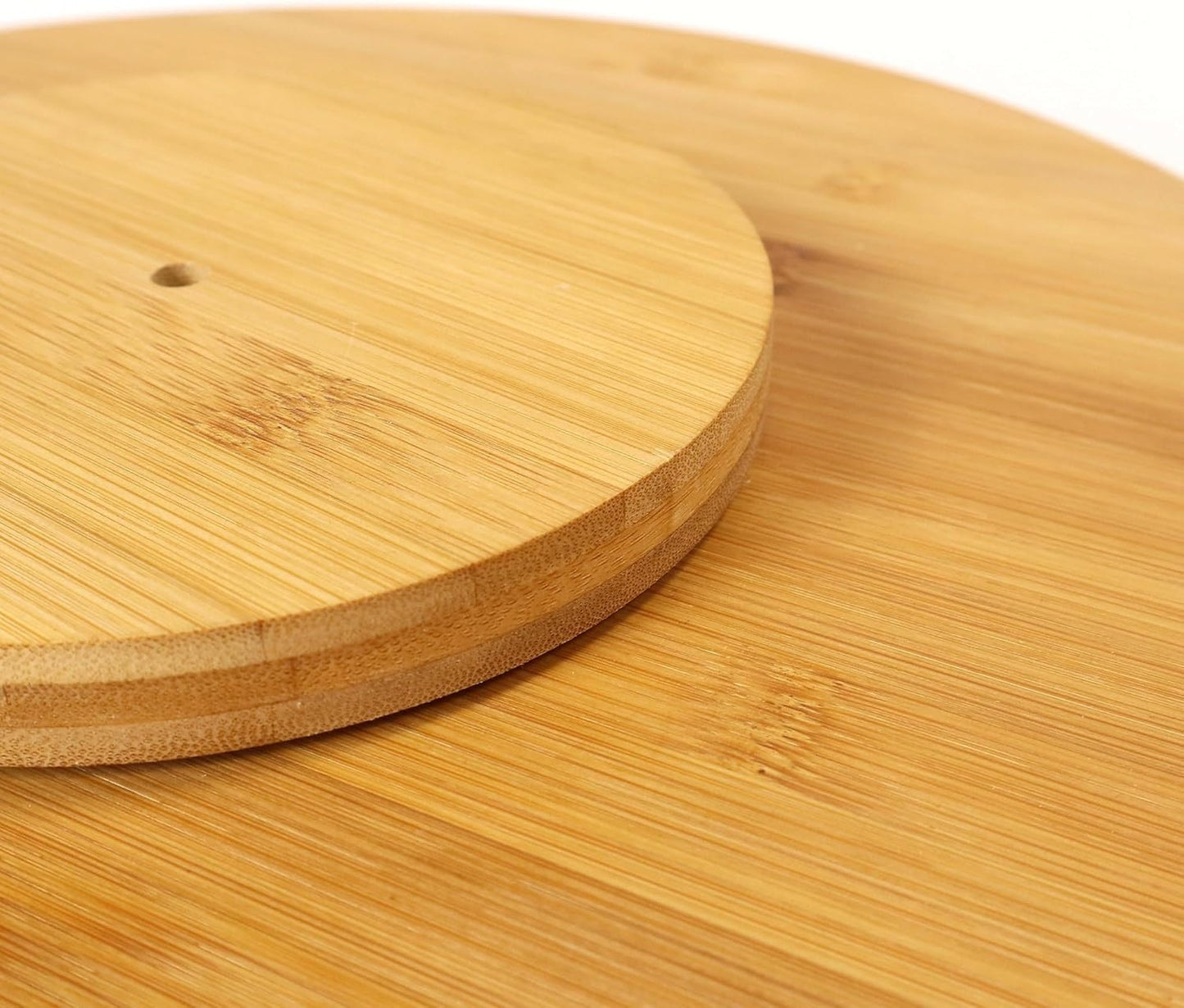 13.8-inch Round Bamboo Lazy Susan Turntable for Cabinet, Countertop