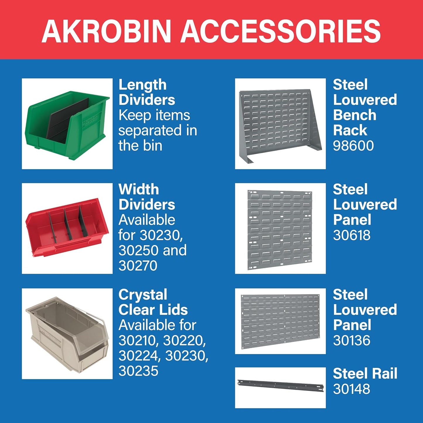 30230 AkroBins Plastic Storage Bins, Space-Saving Stackable Bins for Garage, Pantry