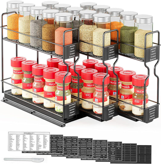 Pull Out Spice Rack Organizer for Cabinet, Heavy Duty Slide Out Seasoning Kitchen Organizer