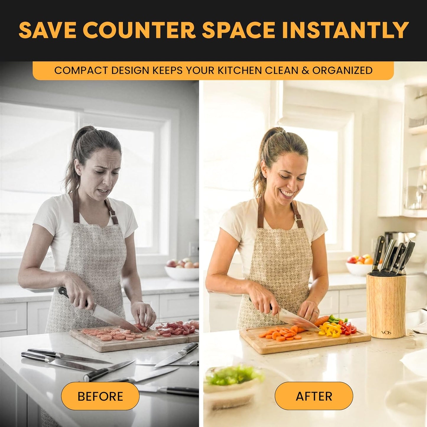 Universal Knife Block - Countertop Knife Block Without Knives