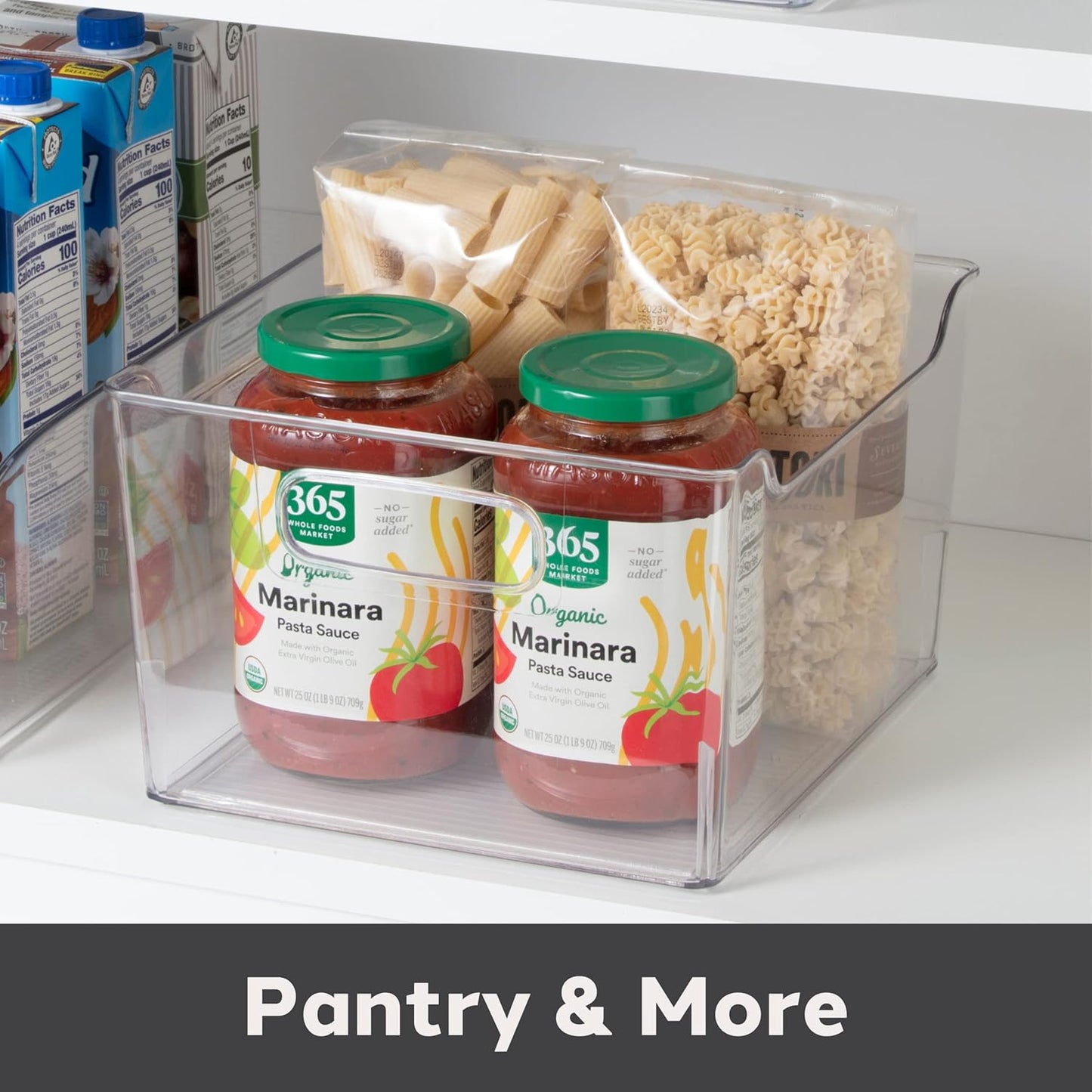 Storage Bin With Handles - Deep (9.75" x 9" x 6") - Ideal for Kitchen Organization, Pantry Storage