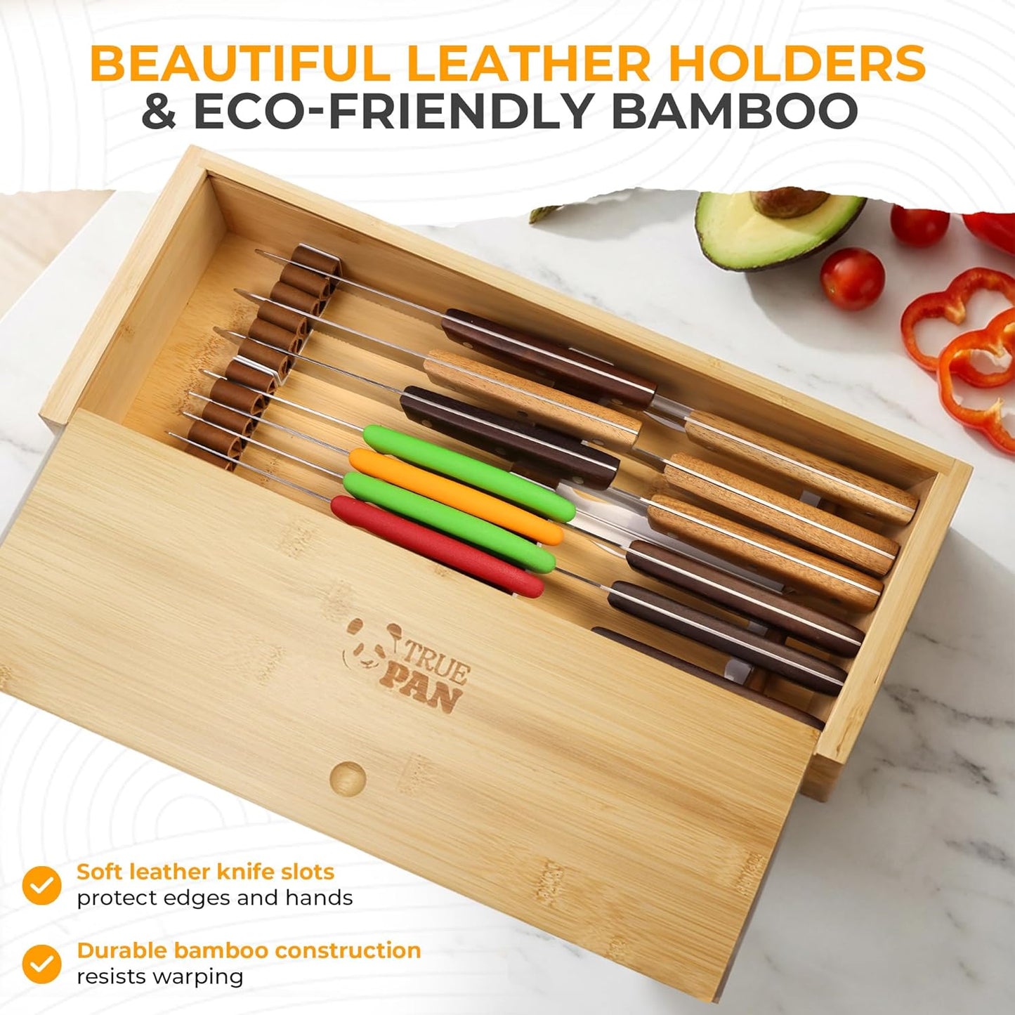 Kid Safe In-Drawer Bamboo Box, for Chef Knives or Steak Knives