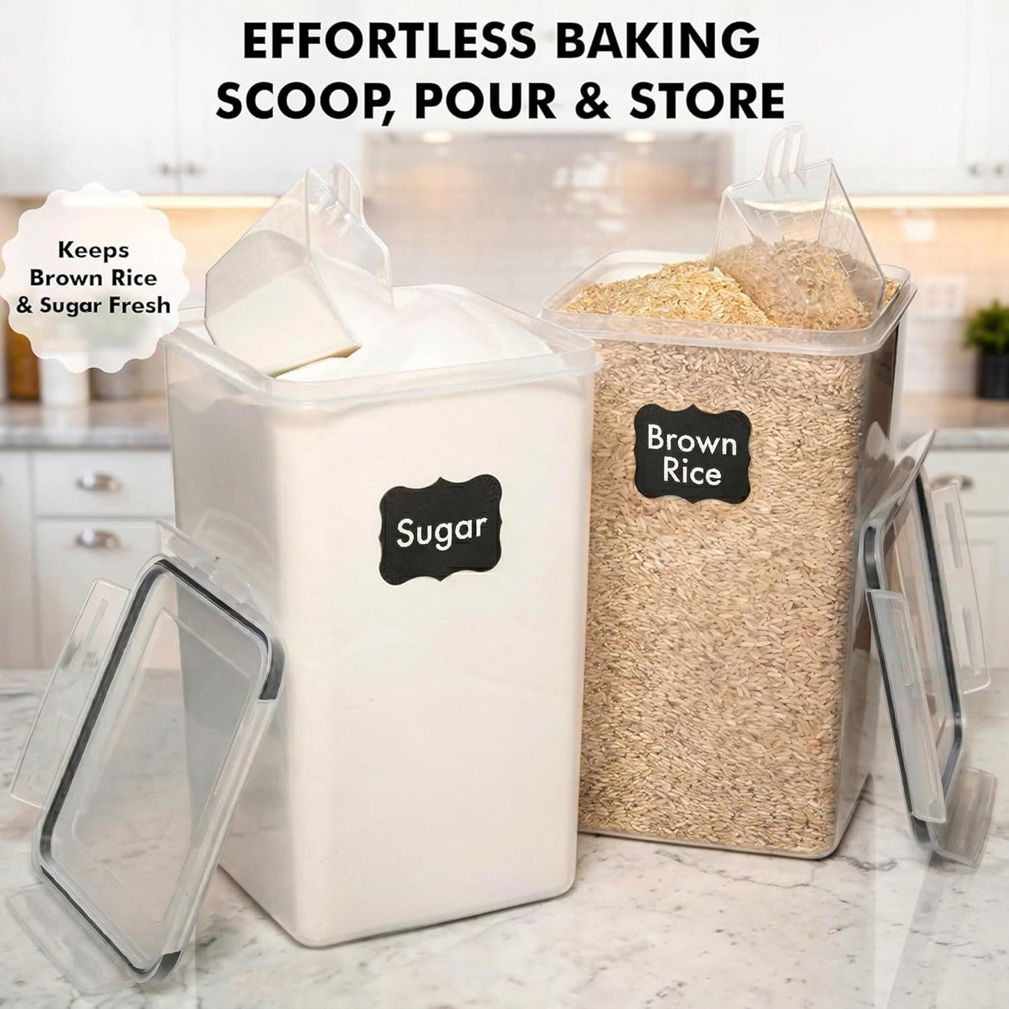 2 PC [6.5L / 220 Oz] Large Food Storage Containers with Lids Airtight