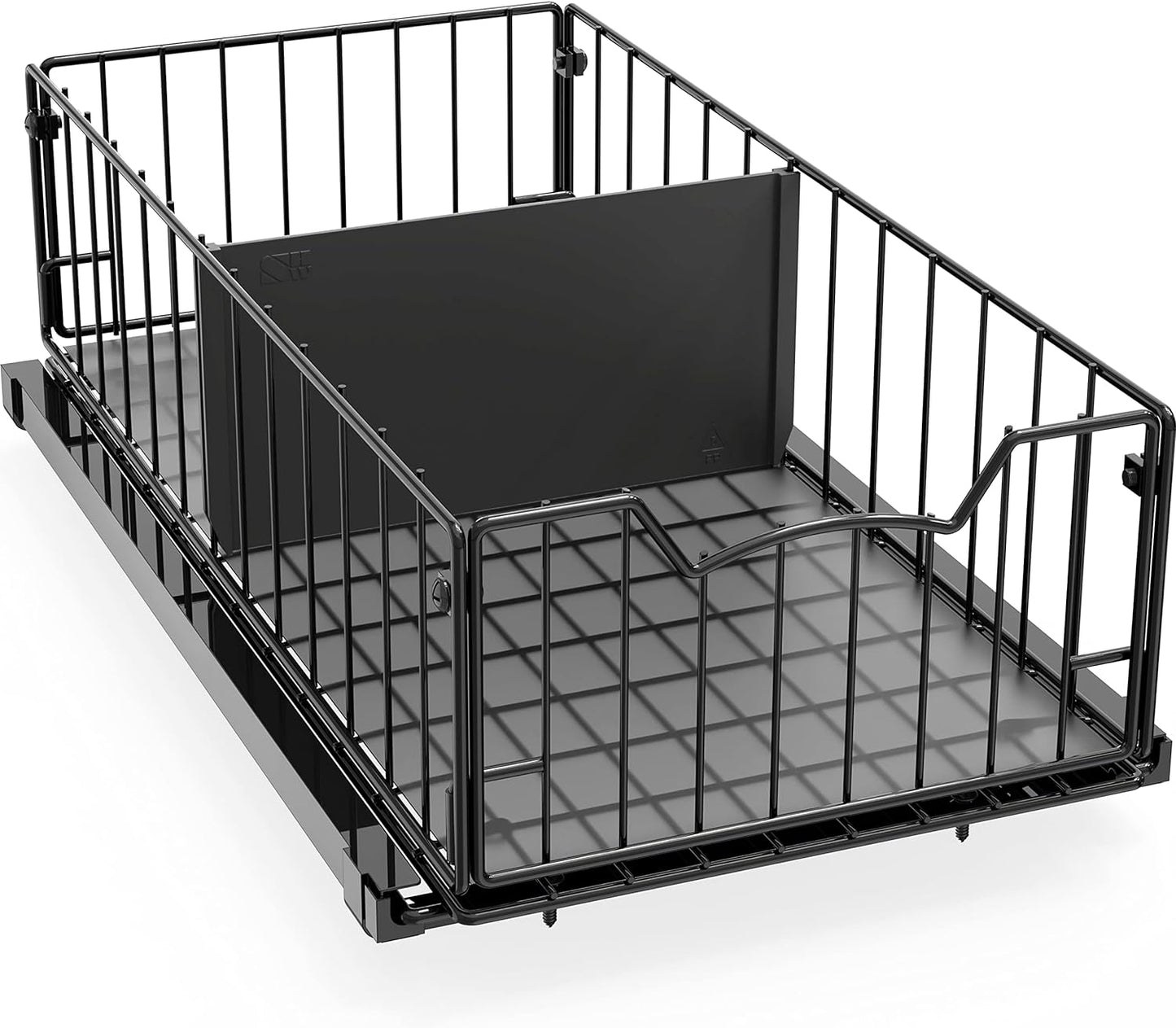 Pull-Out Cabinet Sliding Basket Organizer, 17.2" D x 9.7" W x 5" H – Black