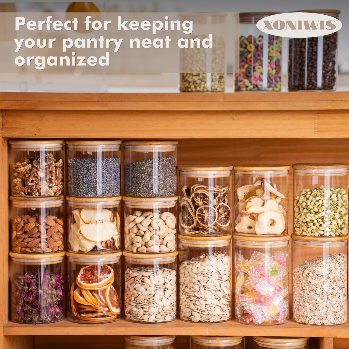 25oz 6PCS Round Airtight Glass Food Storage Jars