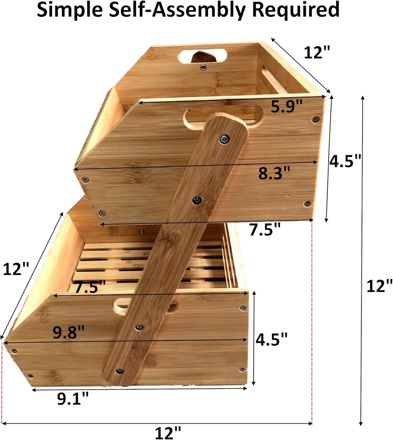 Bamboo Storage Bin - Multipurpose Open Front Stacking Bins for Kitchen & Pantry