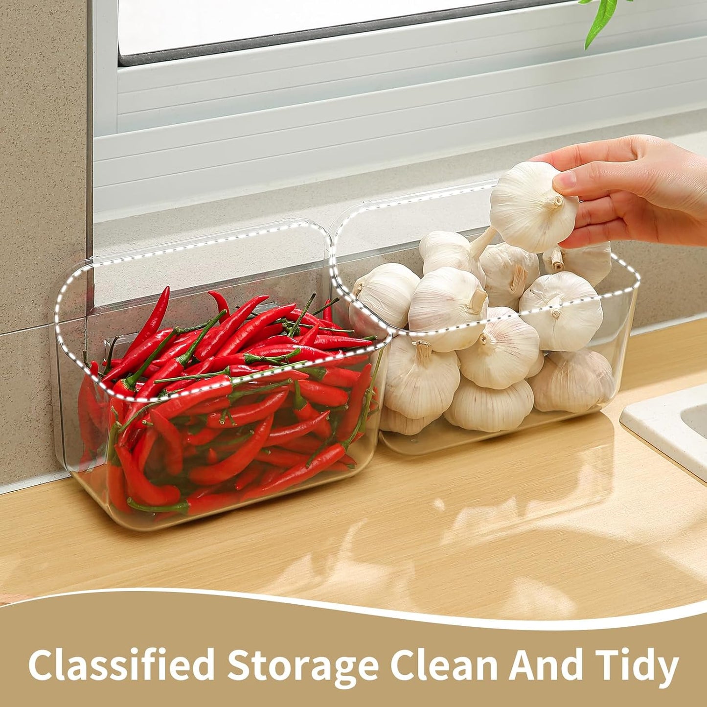 2 Pack Adhesive Cabinet Door Organizer, Compact Kitchen Under Sink Organizer
