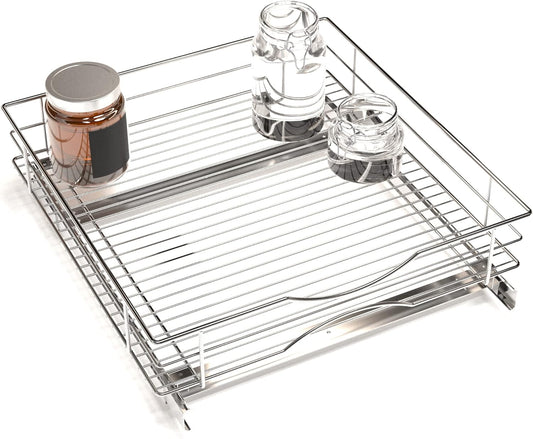 Pull Out Kitchen Cabinet Organizer with Slide Out Drawer for Space Saving Storage, 20” W x 21” L