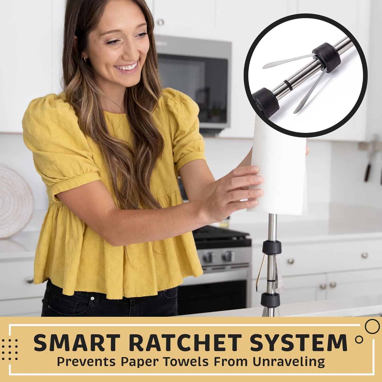 Heavy-Duty Stainless Steel Paper Towel Holder - Easy One-Handed Tear with Suction Cups