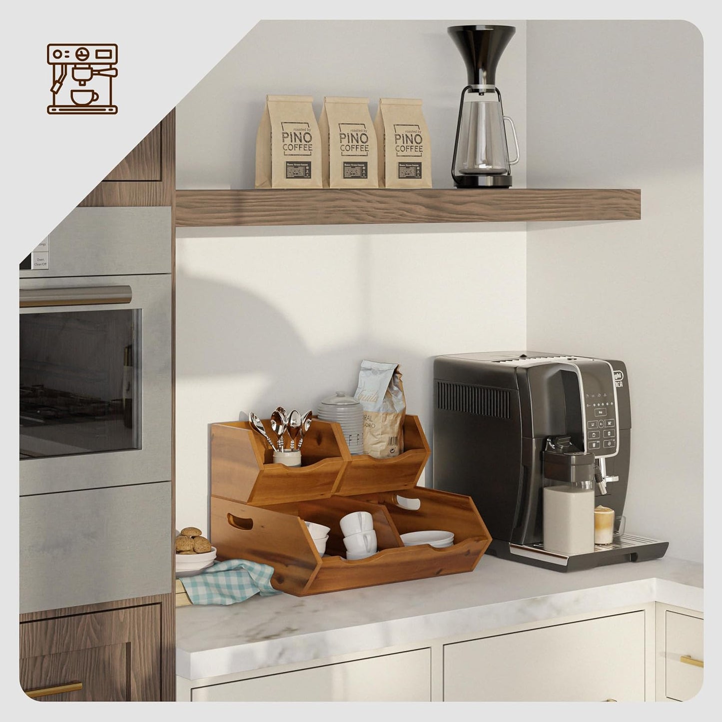 Acacia Wood Potato and Onion Storage Bin, Potato Storage, Pantry Baskets, Vegetable Storage
