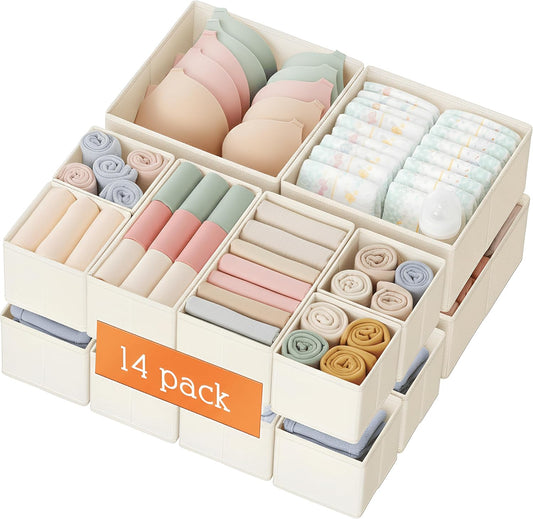Drawer Organizer Clothes, 14 Pack Dresser Organizer for Baby Clothes, Underwear