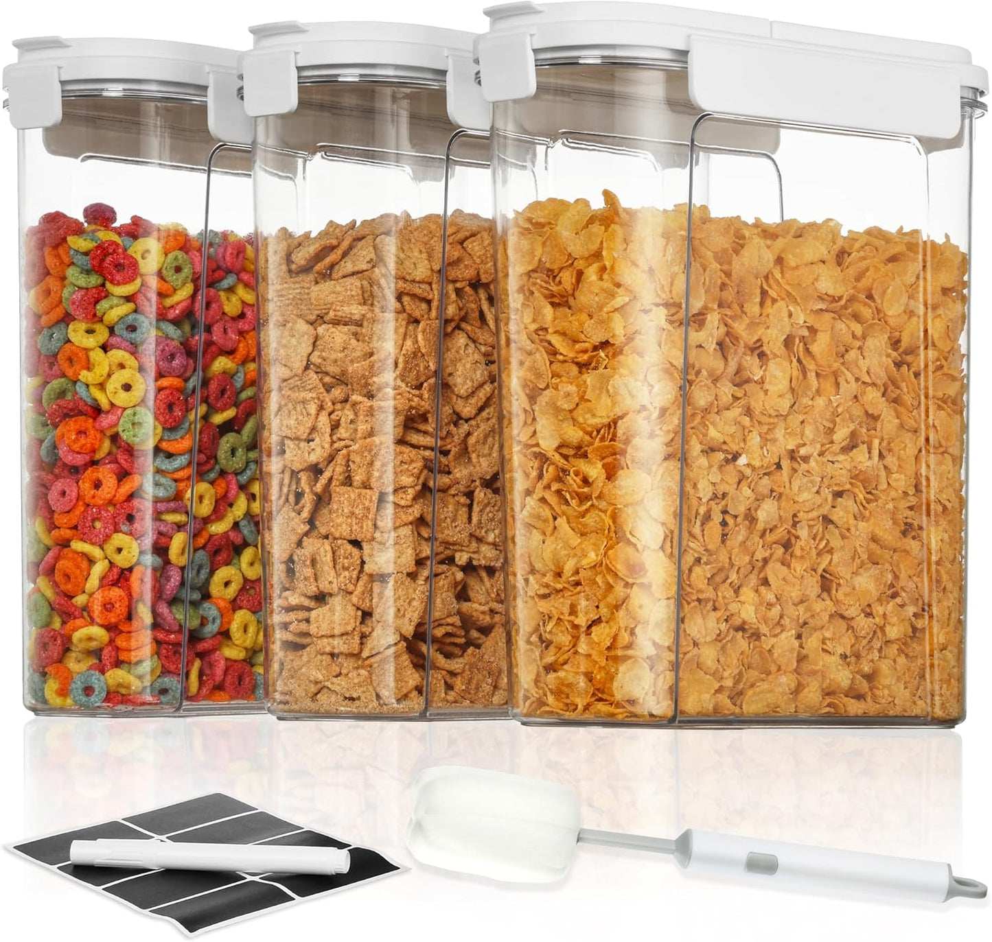 Cereal Containers Set, 3 PCS Airtight Food Storage Container with Flip-Top Lids