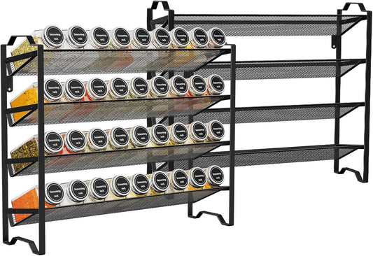2 Pack 4 Tier Spice Rack Organizer,Stackable Kitchen Counter Shelves,for Cabinet,Countertop,Pantry