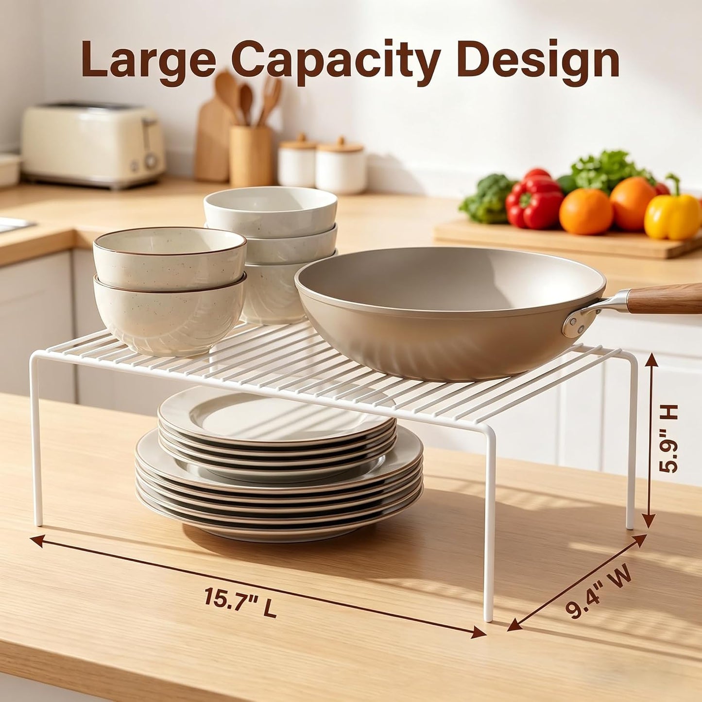 Set of 6 Large (15.7 x 9.4 Inch) Kitchen Cabinet Organizer Shelf