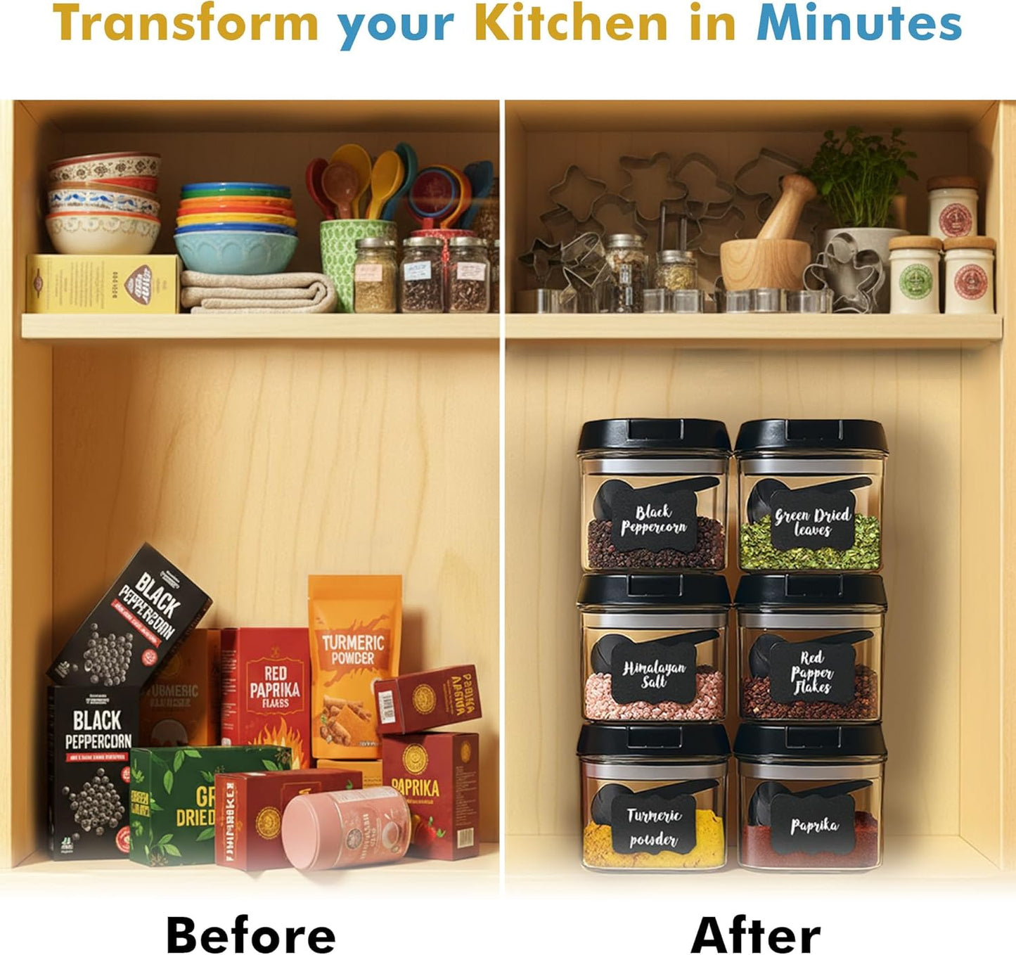 6 PC Airtight Food Storage Containers + 6 Spoons Included
