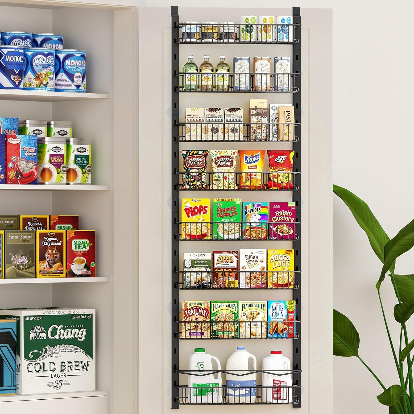 Over the Door Pantry Organizer, 8-Tier Adjustable Spice Rack Cabinet Door Shelves