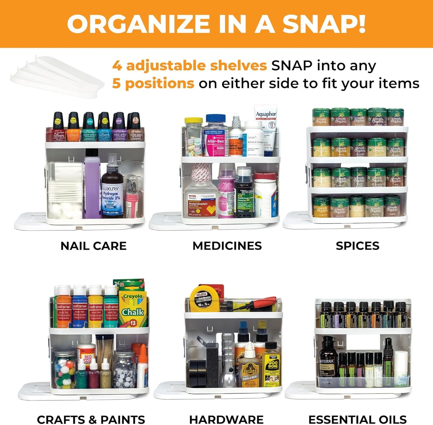 Spice Rack Organizer for Cabinet - Slide & Rotate Seasoning Organizer