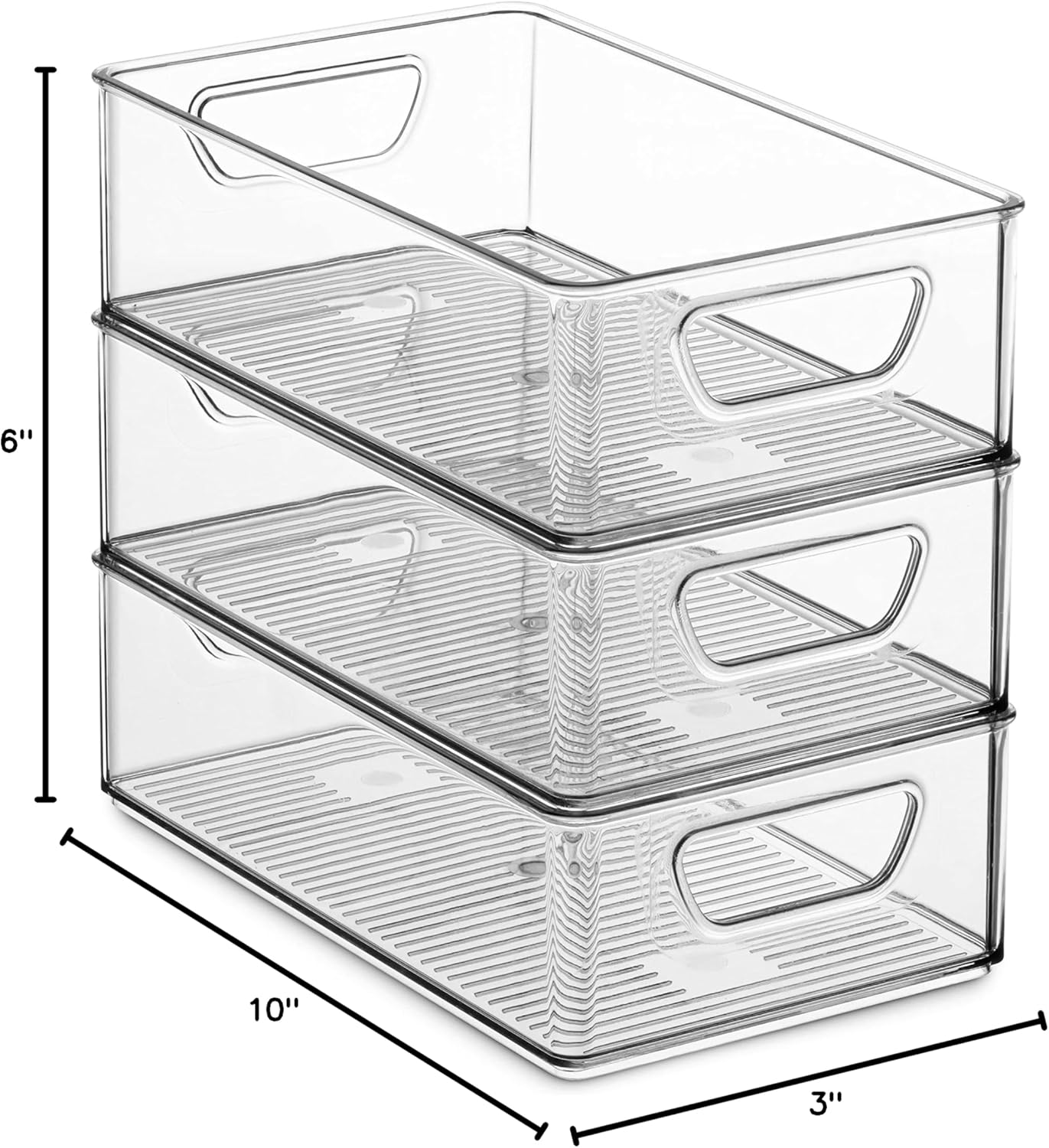 Set Of 6 Refrigerator Organizer Bins - Stackable Fridge Organizers with Cutout Handles for Freezer