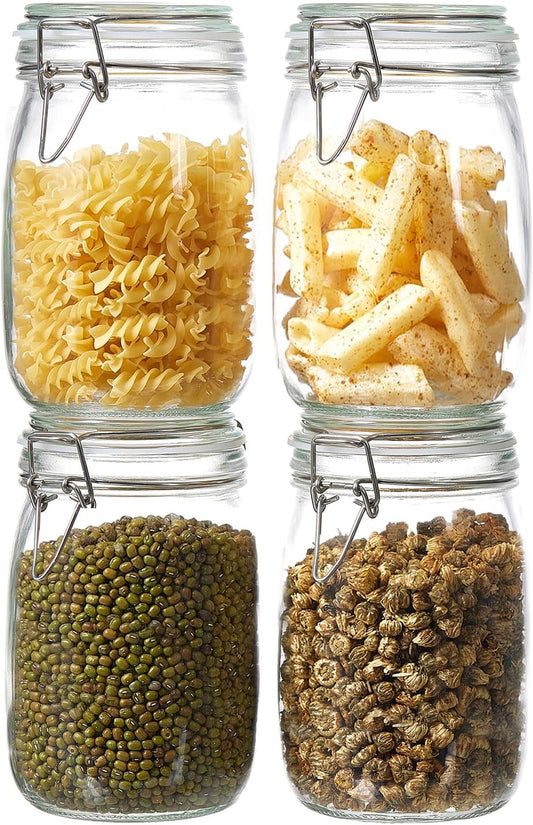 34oz Glass Food Storage Jars with Airtight Lids
