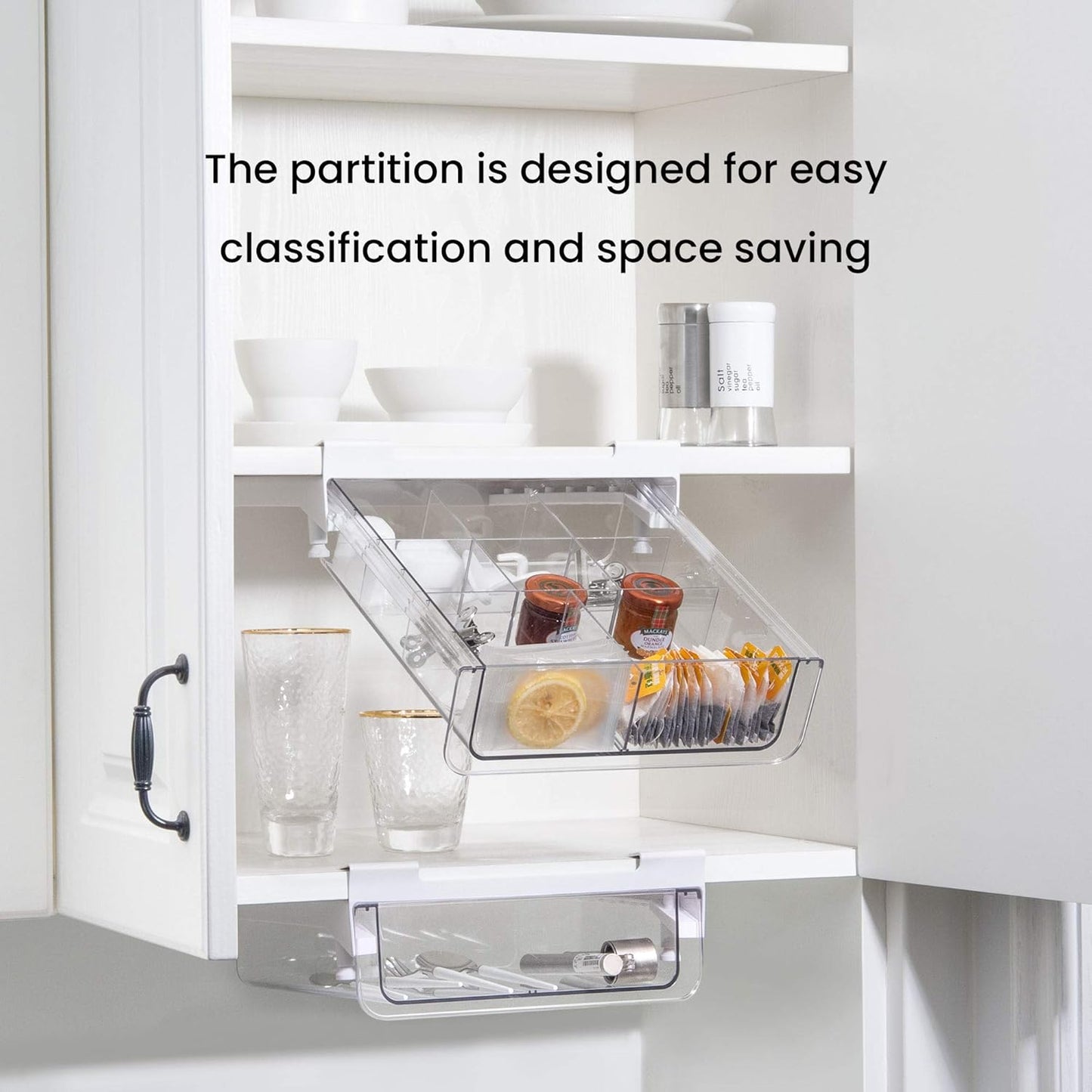 Compact-depth Under Shelf Basket Organizer, Under Shelf Storage Drawer Pull Out