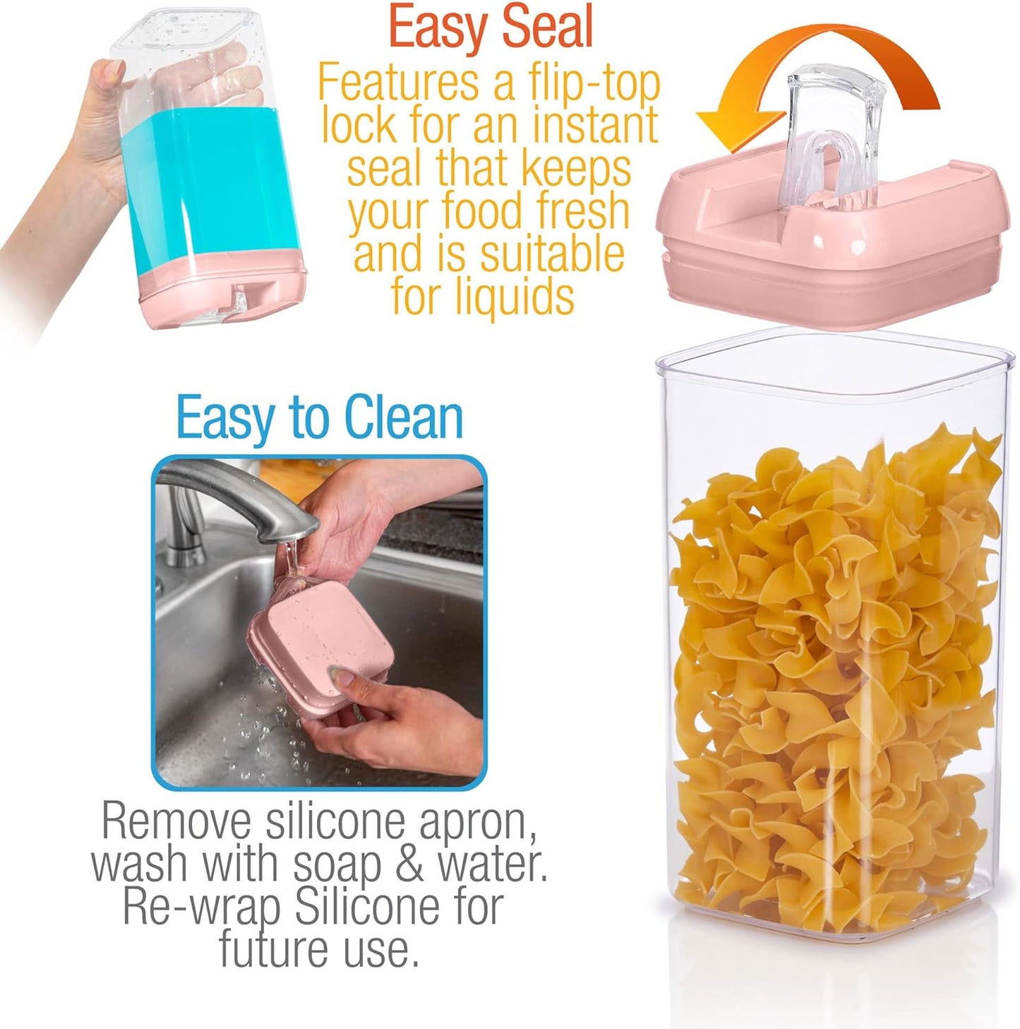 Set of 7 Airtight Food Storage Containers - Pantry Organizer Bins