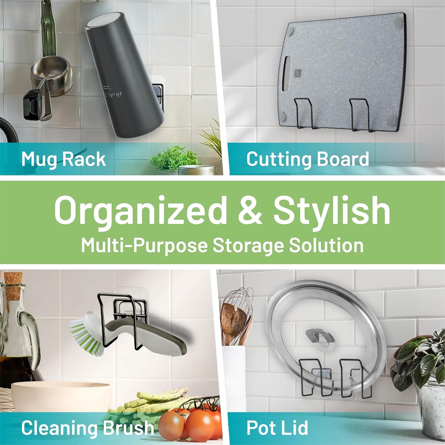 Hook LAB Reusable Sponge Holder for Kitchen Sink & Bathroom Organizer, Mountable Rack for Sponges