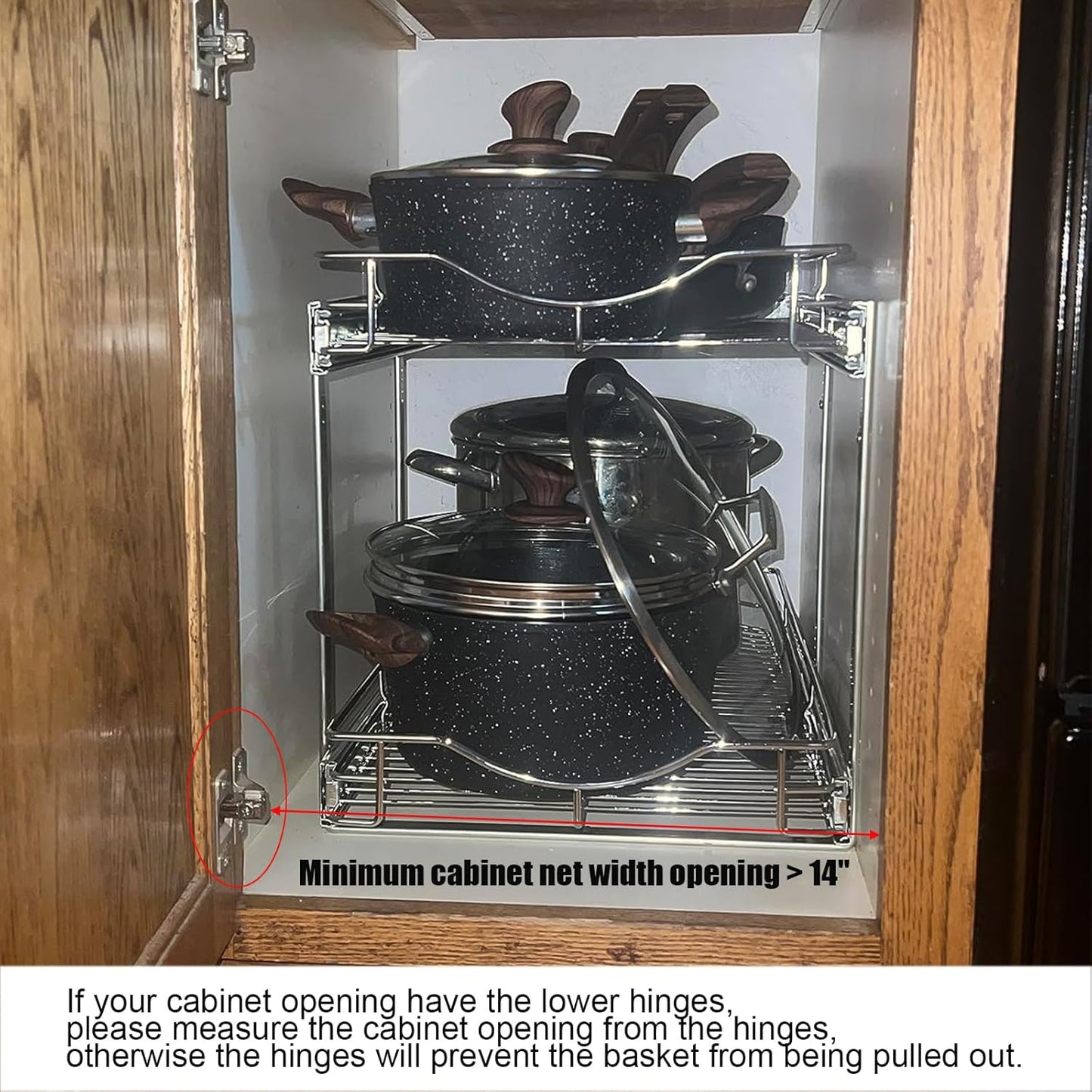2 Tier Pull Out Cabinet Organizer (14" W X 18" D)