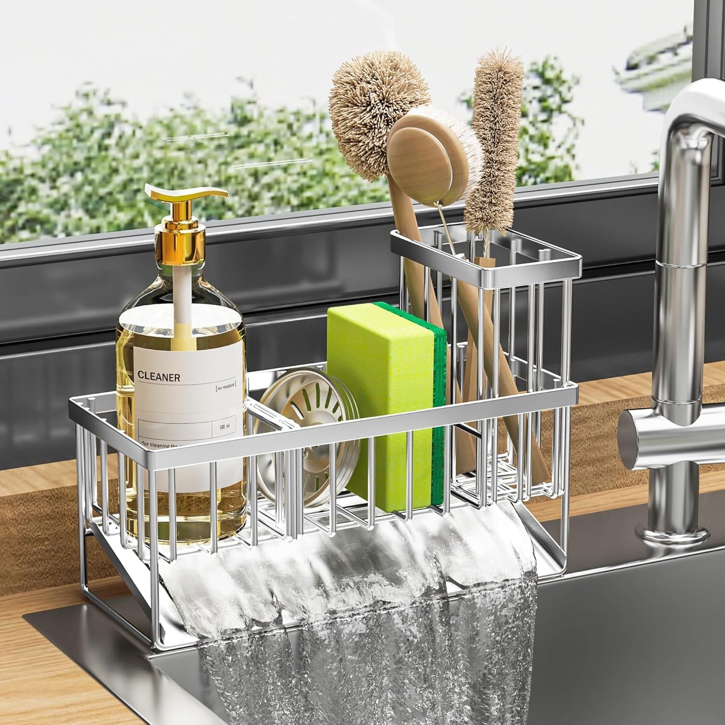 Sink Caddy Sponge Holder for Kitchen, 304 Stainless Steel Rustproof