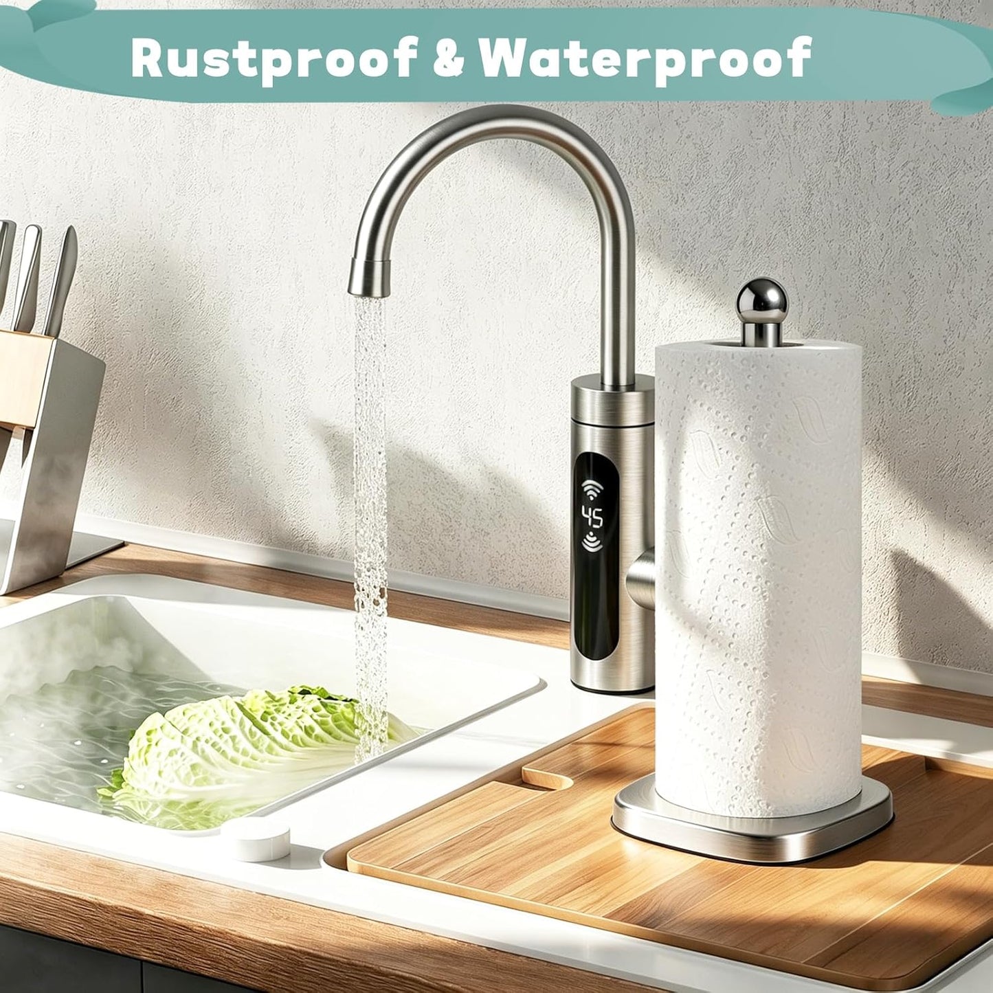 Secure Grip Paper Towel Holder Countertop, Easy to Tear with One-Hand