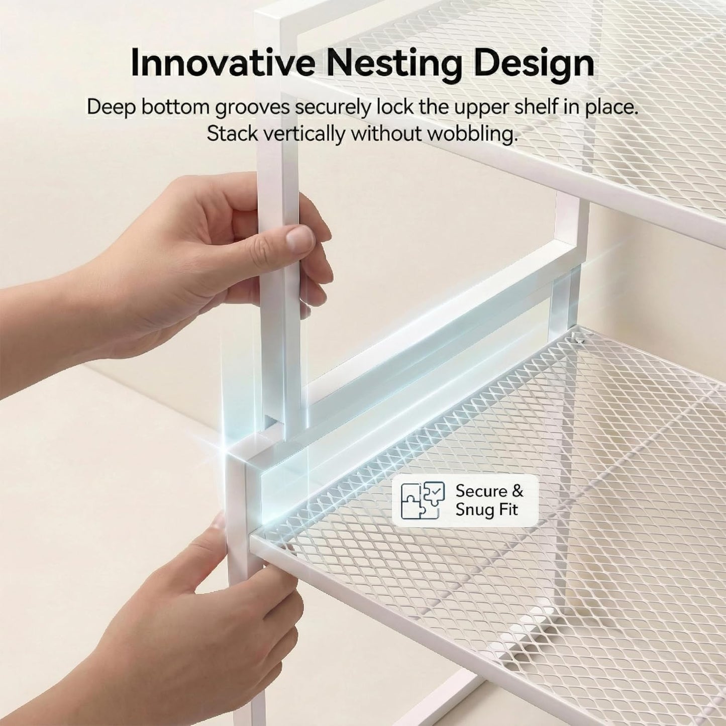 Set of 2 Cabinet Organizers 16.6''W 44 LBS Load Capacity Heavy Duty Kitchen Pantry Shelves Counter Countertop Storage Racks