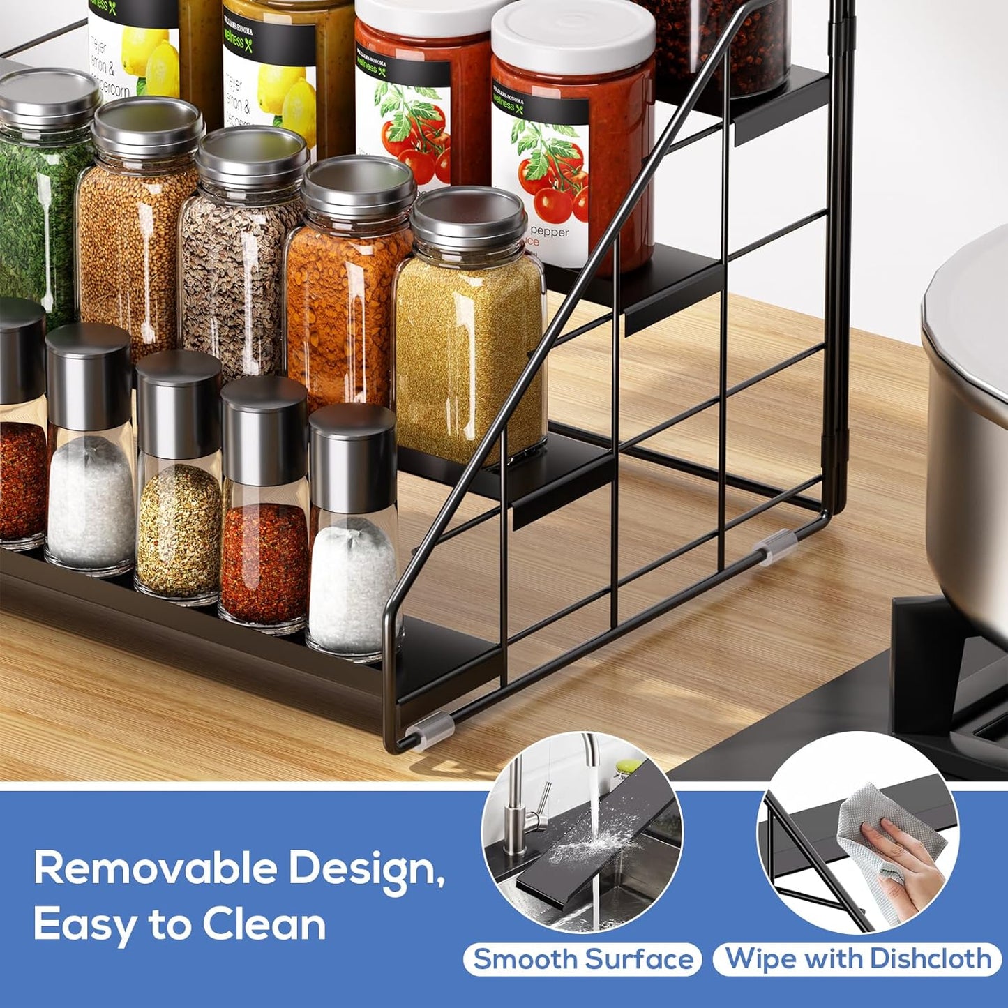 Spice Rack Organizer for Cabinet, 4 Tiered Spice Rack Organizer