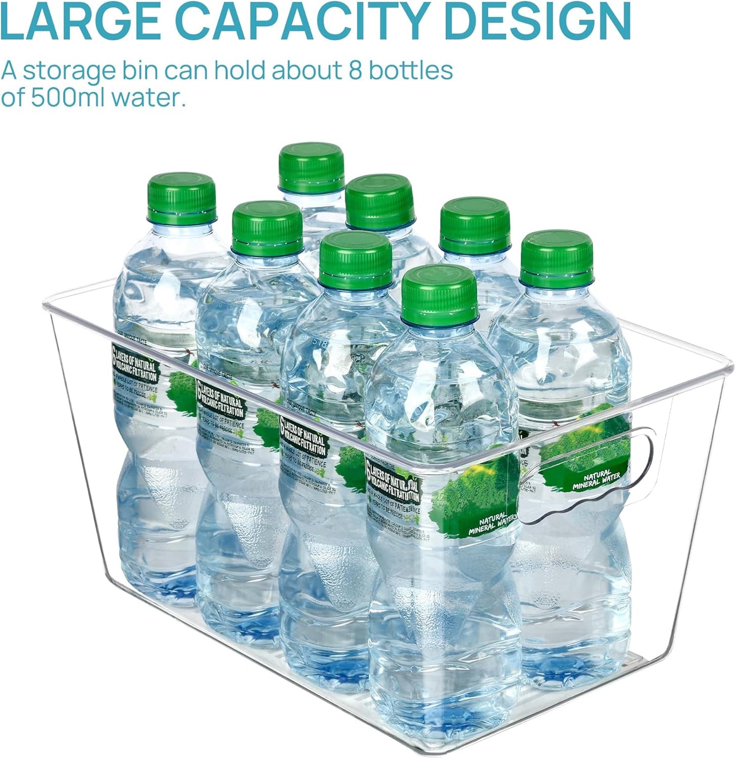 Clear Plastic Storage Bins, 6 PCS Pantry Organizer Bins with Handle for Refrigerator, Fridge