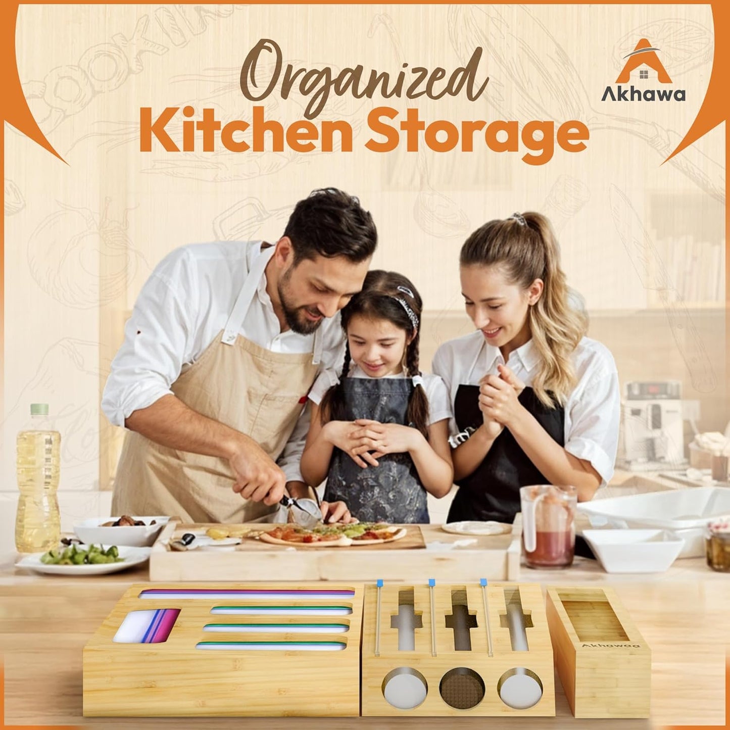 Storage Bag Organizer for Kitchen Drawer and Wall