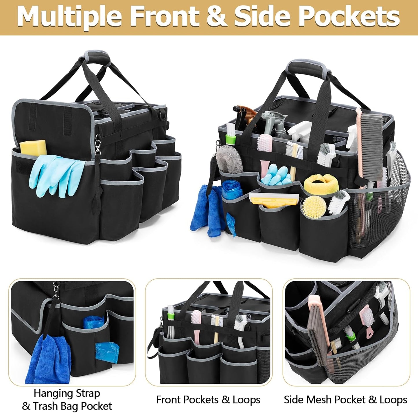Large Cleaning Caddy with Detachable Trolley & Shoulder Strap