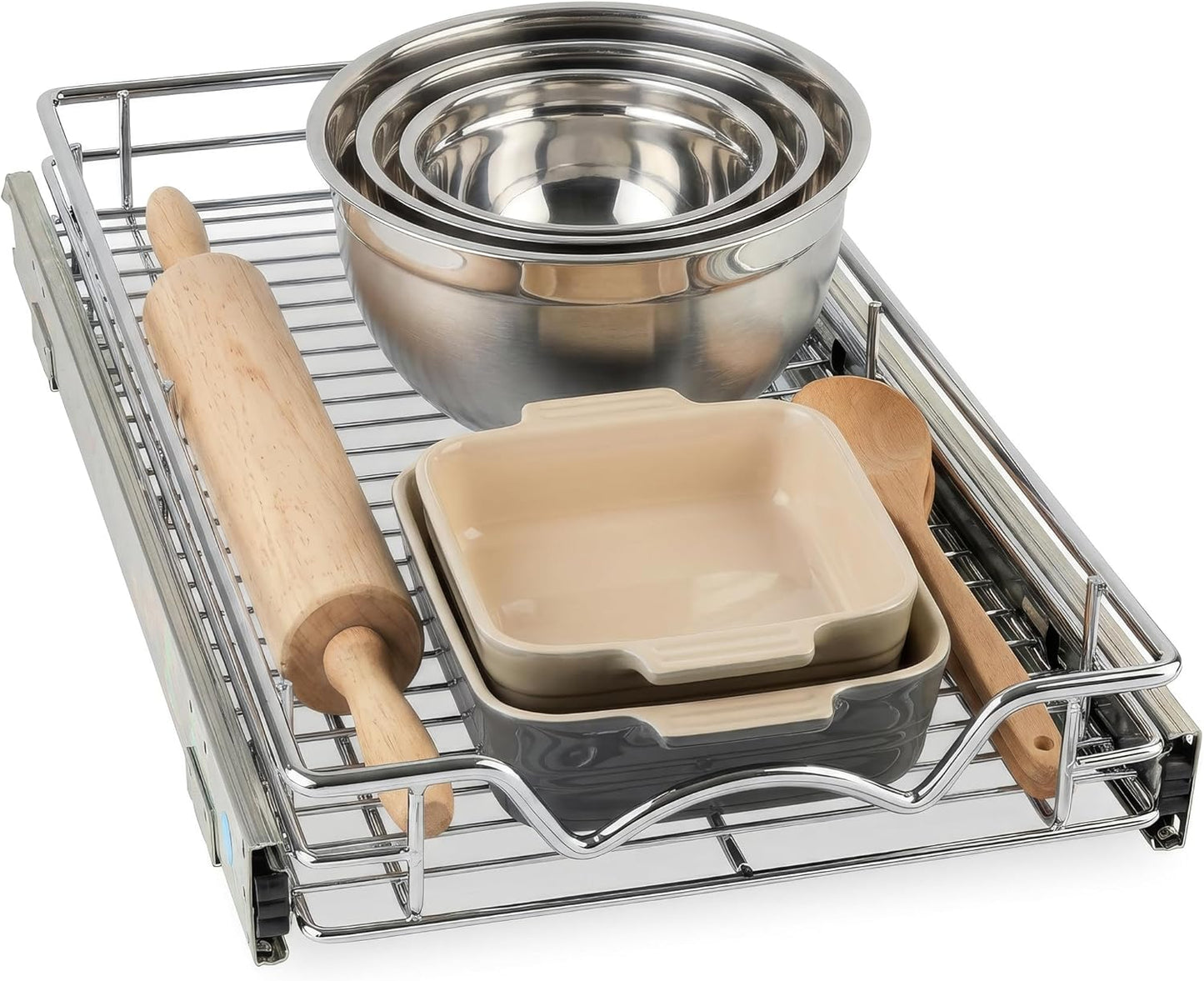 Pull Out Cabinet Organizer, Heavy Duty Caddy w/Lifetime Limited Warranty -11”W x 21”D