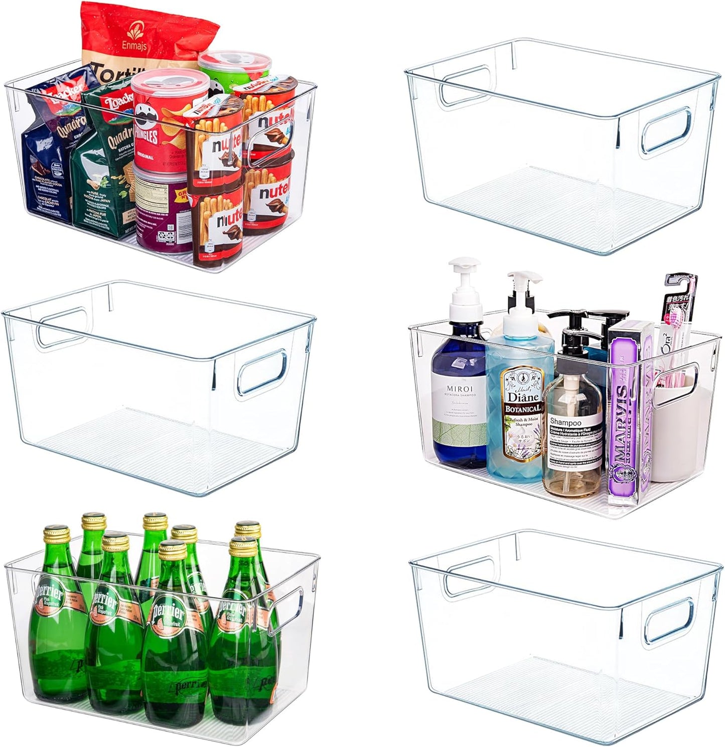 Clear Plastic Storage Bins-6 Pack Large Pantry Organizers and Storage Containers for Kitchen