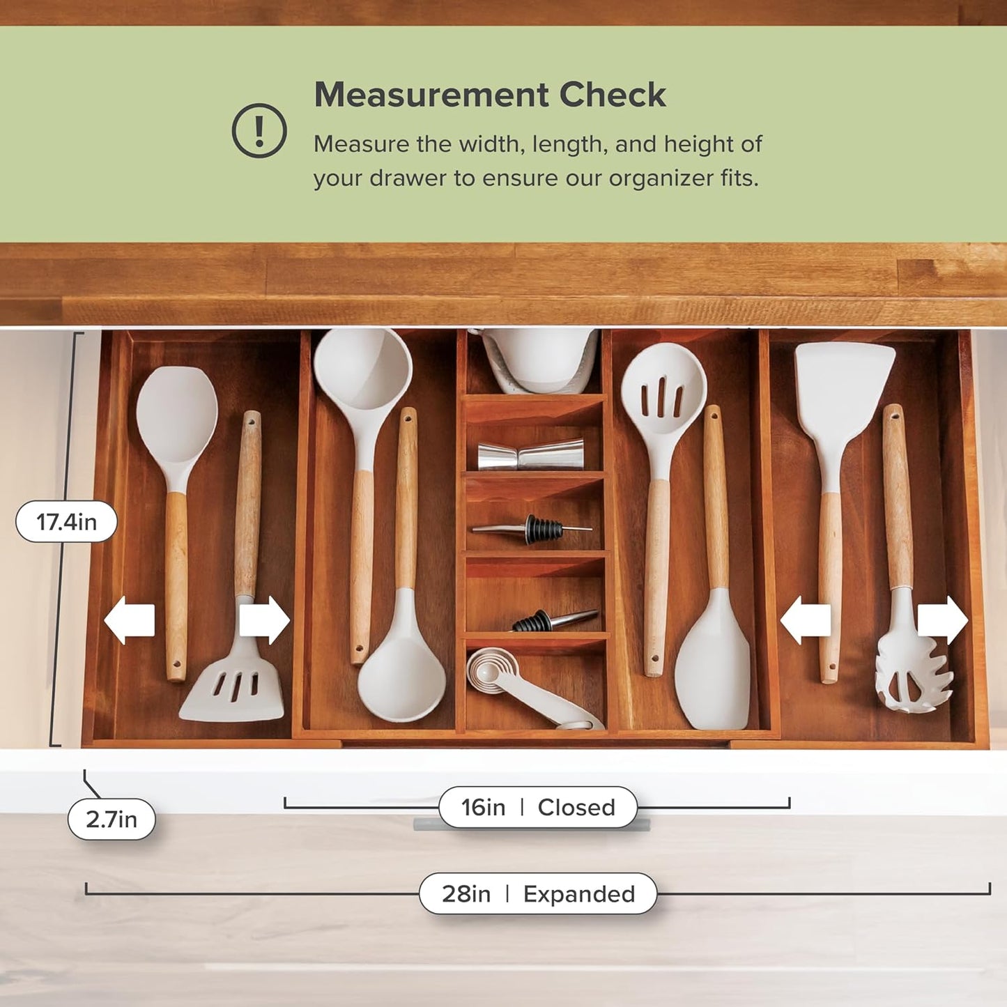 Adjustable Kitchen Drawer Organizer for Utensils and Junk