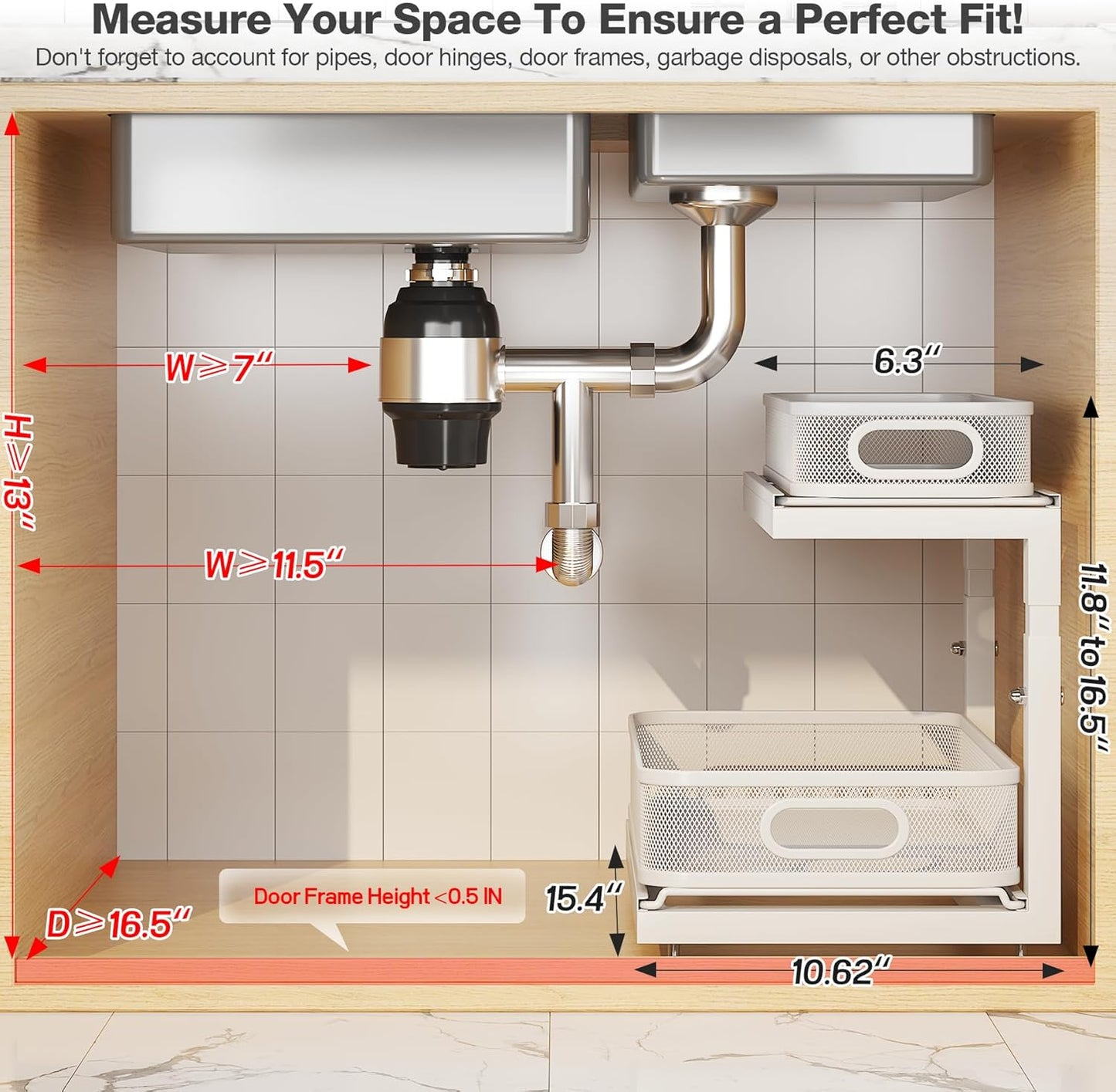 2-Pack Under Sink Storage Organizer with 2-Tier Slide Out Drawer